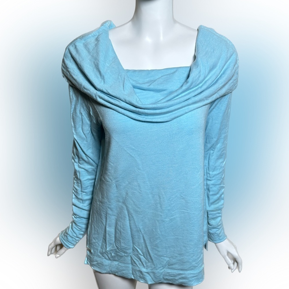 Lilly Pulitzer Belinda Long Sleeve‎ Bali Blue Cowl Neck Off Shoulder Medium